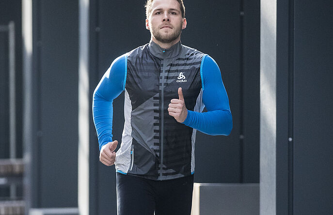 Man running in comfortable performance wear