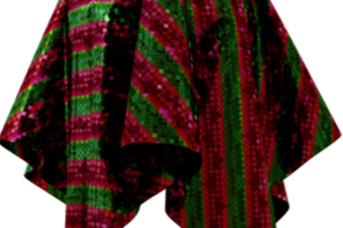 Hohenstein Digital Drape Image with Texture Simulation Drape image with sequins in green and red striped pattern