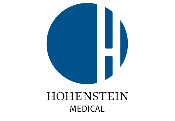 HOHENSTEIN MEDICAL, Blue dot logo with white H