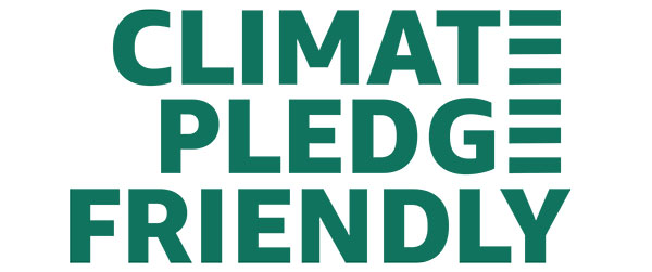 Climate Pledge Friendly Badge for Amazon Logo and icon for the Climate Pledge Friendly program on Amazon in green with white background