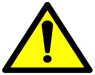 Yellow triangle with black outline and exclamation point